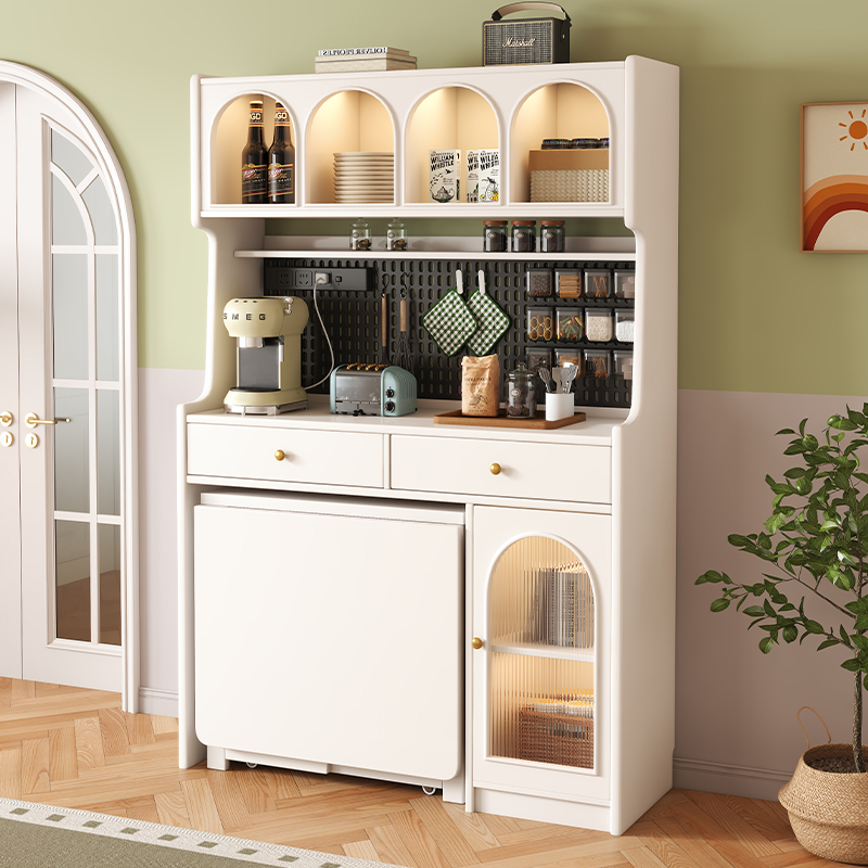 奶油风白色拱形门板餐边柜