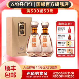 2瓶宴会酒宴请送礼品 官方旗舰店 今世缘国缘V6商务白酒49度500ml