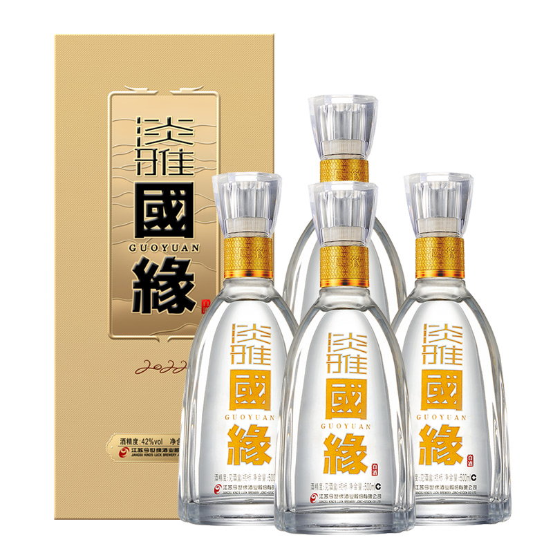 今世缘42度淡雅国缘500ml*4瓶整箱浓香型白酒装宴会酒水中秋送礼