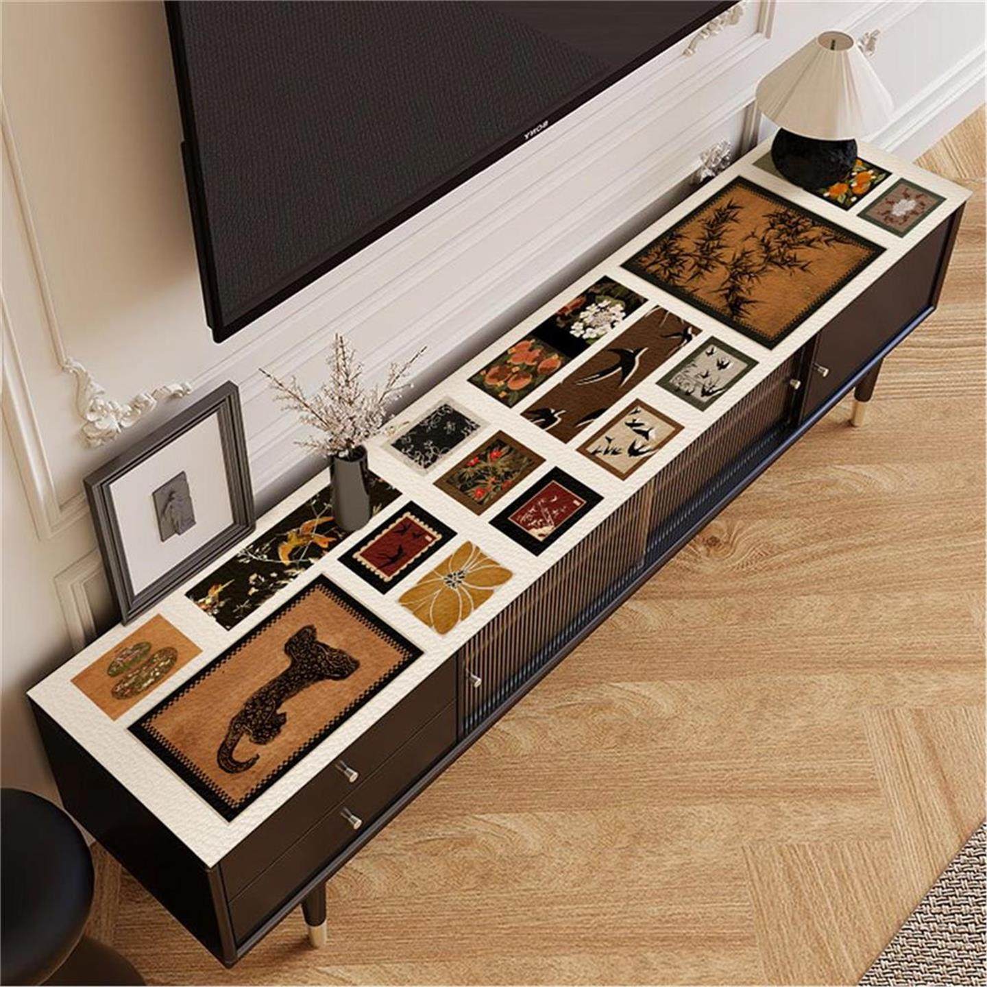 复古电视柜桌垫轻奢高级感防水耐脏垫餐边柜鞋柜台面保护垫防尘垫,居家布艺,桌布,淘宝优惠券,粉丝福利购,淘宝优惠卷