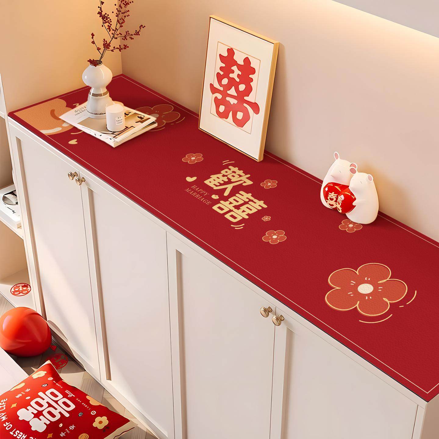 中式结婚订婚喜庆喜宴喜字红色桌布餐边柜电视柜鞋柜专用桌垫,居家布艺,餐垫,淘宝优惠券,粉丝福利购,淘宝优惠卷