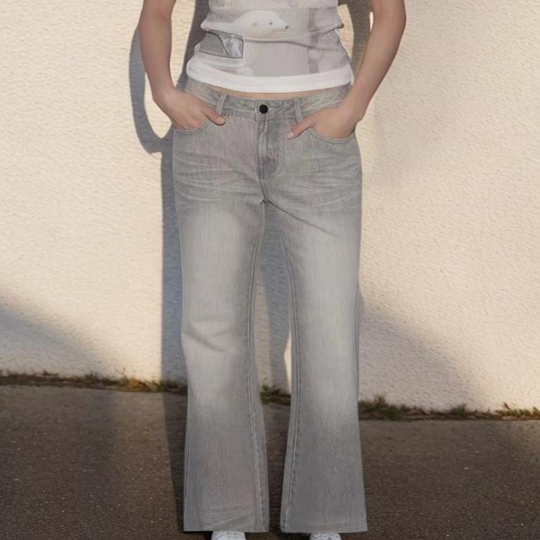 24秋新矿色低饱和低腰微喇牛仔裤