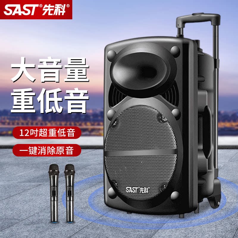 先科户外广场舞音响可携式拉杆大功率蓝牙k歌音箱超重低音无线话