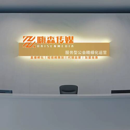 公司前台形象背景墙logo发光字铁艺广告牌展示镂空招牌灯箱做