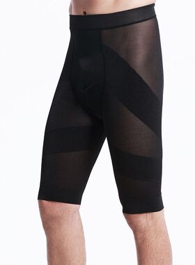 新款夏季男士网布高腰收腹裤紧身轻薄透气束身塑身五分裤黑色K216