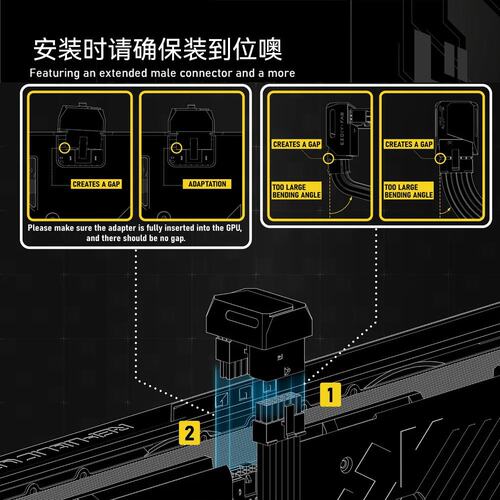 EZDIYFAB 40系列16PIN 90度显卡转向头供电转接头12+4PIN铝外壳