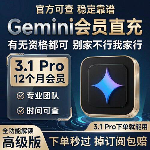 【Gemini3pro ！稳定不降智】Gemini 3.1 pro nano会员代充非学生
