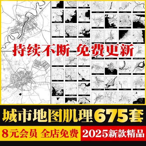 PS/AI城市地图矢量肌理线条北上广深国内外地图线区位分析eps素材