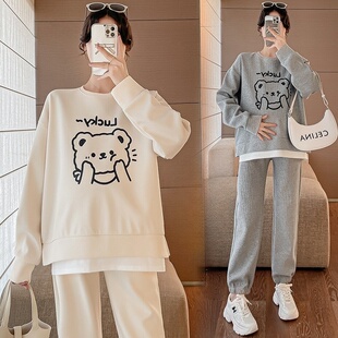 洋气时髦秋冬季 孕妇秋装 2025新款 时尚 休闲卫衣宽松外出两件套 套装