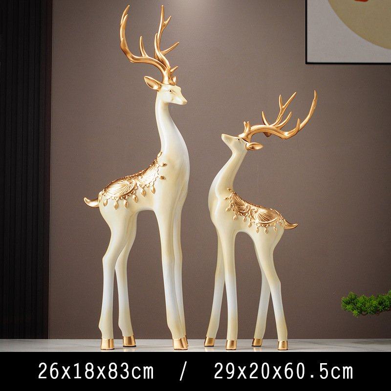 新中式轻奢艺术鹿摆件福禄双全入户玄关壁龛高级装饰客厅电视酒柜,家居饰品,落地摆件,淘宝优惠券,粉丝福利购,淘宝优惠卷
