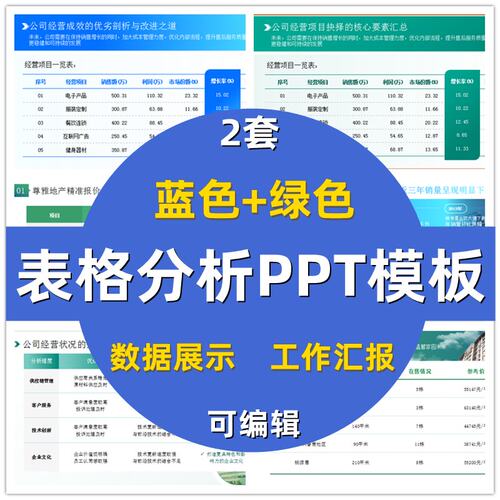 PPT表格模板 数据展示工作汇报表格分析简约可视化商业PPT模版