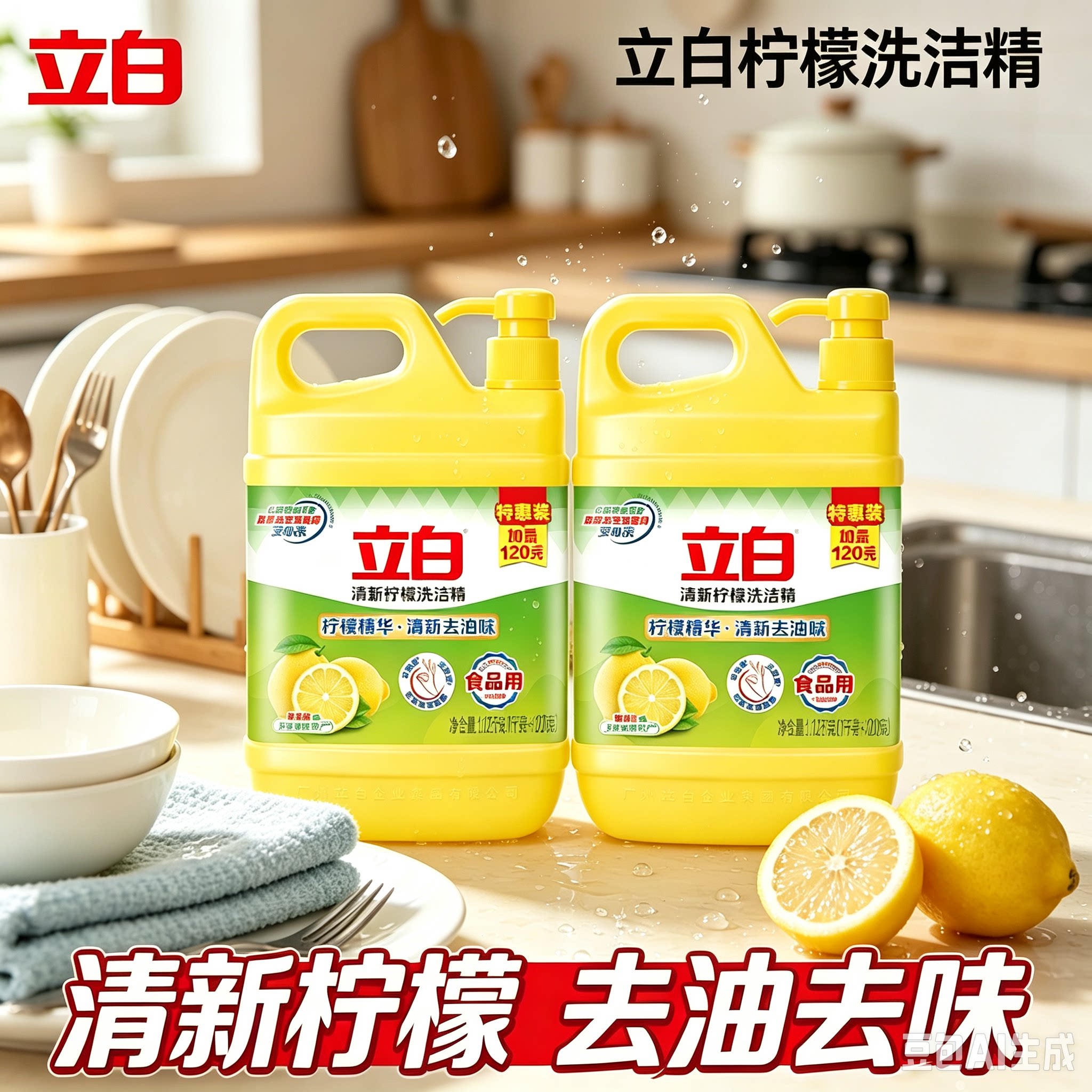立白清新柠檬洗洁精洗涤剂洗碗液