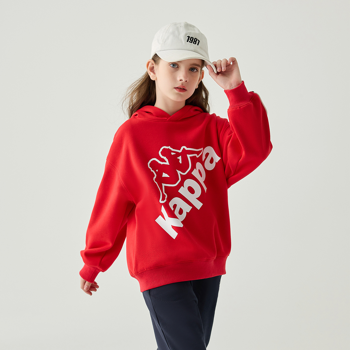 kappa卡帕儿童装男女童秋装新款秋冬儿童连帽加绒卫衣长袖外套