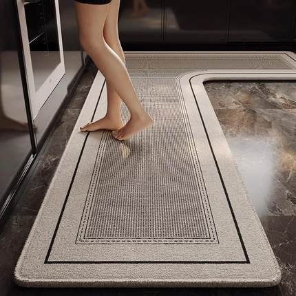 厨房地垫防水防油可擦免洗耐脏防滑专用脚垫子7字型L转角吸水地毯