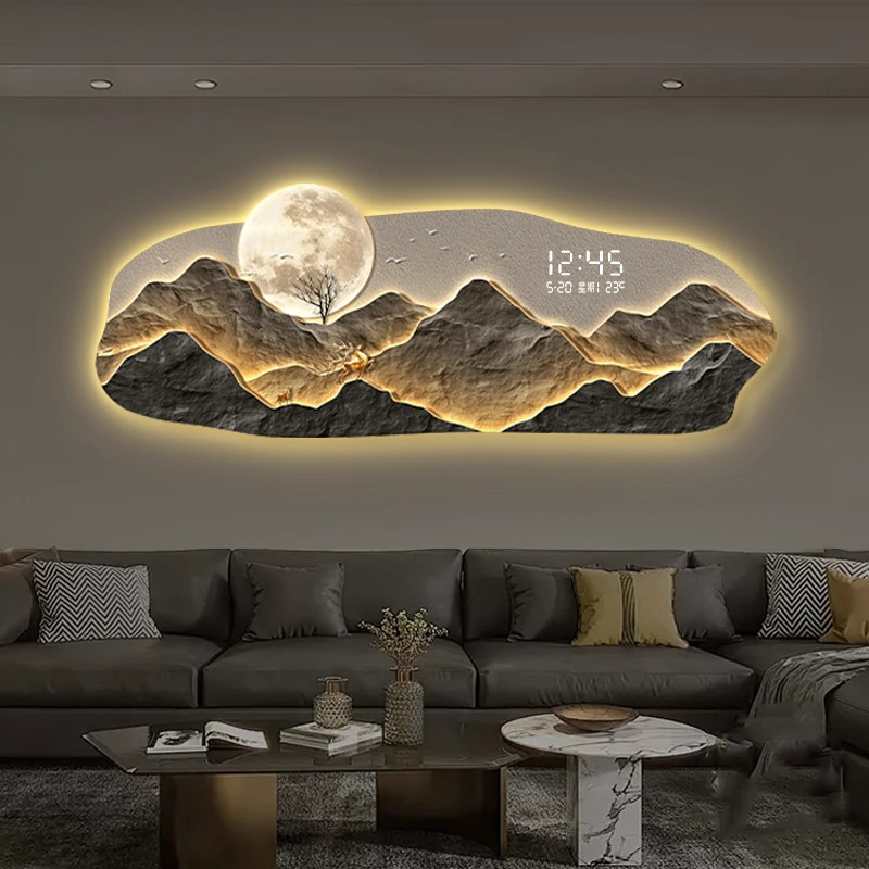 轻奢大气背有靠山电子数显挂钟