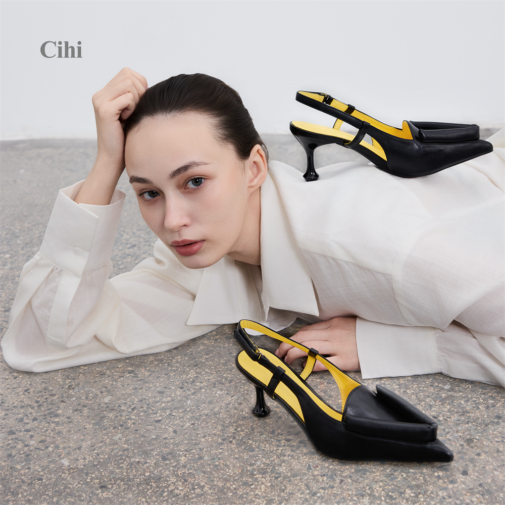 Cihi撞色手工制作高跟单鞋