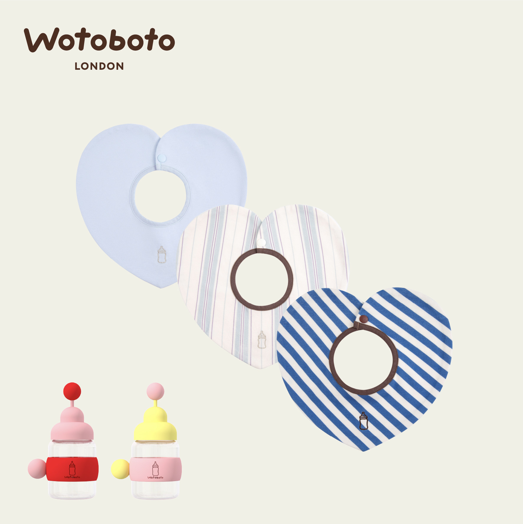 Wotoboto刺绣爱心口水巾3色套装可旋转围嘴新生儿口水巾男宝围兜,婴童用品,口水巾,淘宝优惠券,粉丝福利购,淘宝优惠卷