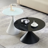 茶几客厅家用小户型钢化玻璃边几轻奢高级感圆形组合桌子阳台茶桌