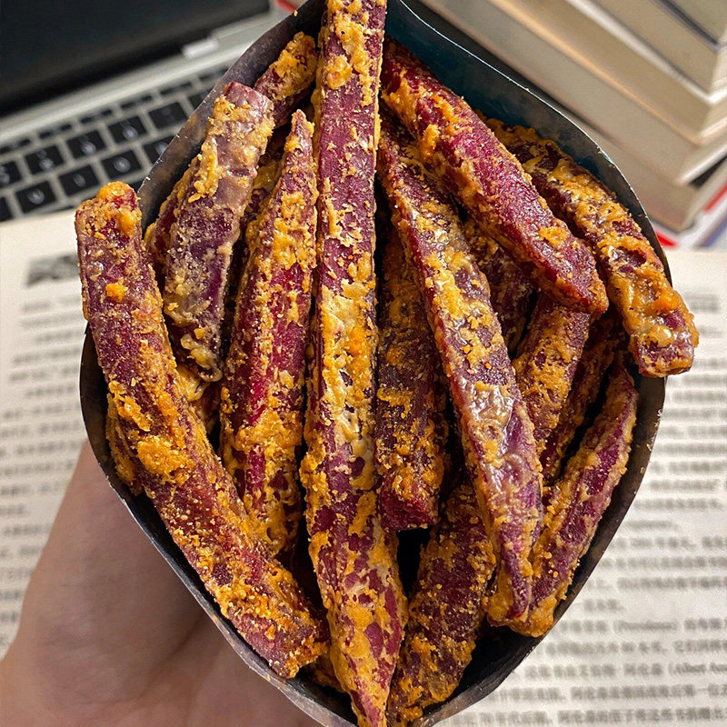 【比薯条好吃】七分乐蟹黄芝士紫薯条酥脆地瓜条番薯干解馋零食品