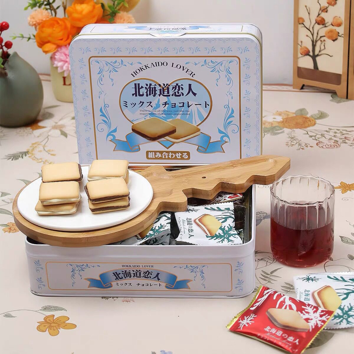 台湾进口日式北海道恋人夹心饼干礼盒装黑白巧克力味360g节日送礼