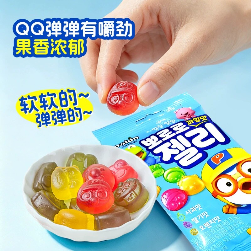 6袋韩国Paldo八道啵乐乐混合水果软糖橡皮QQ果汁糖休闲糖果零食