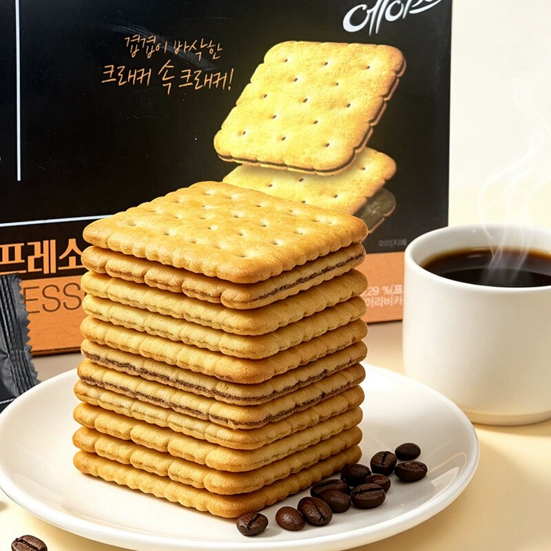 韩国进口海太ACE咖啡味薄脆夹心饼干291g盒装下午茶点心休闲零食
