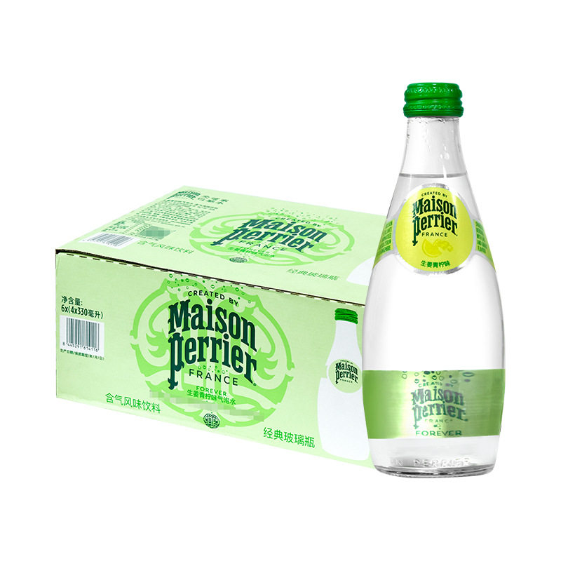 巴黎水氼颂家巴黎水生姜青柠味气泡水330ml*24瓶含气风味饮料