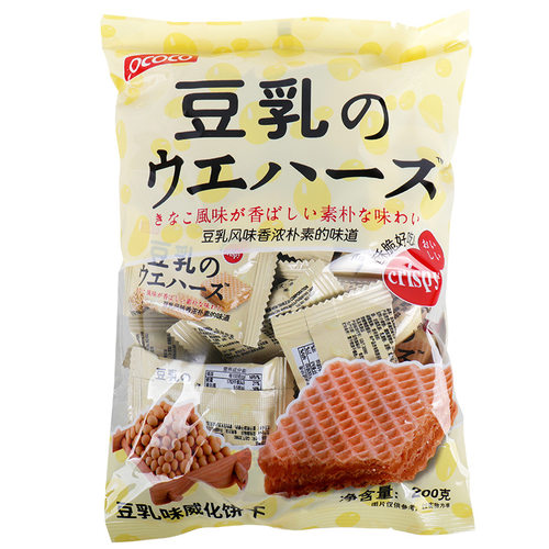 ococo豆乳味夹心威化饼干200g休闲零食豆乳点心威化香脆夹心饼干