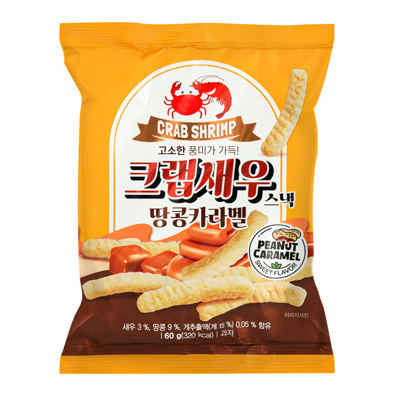 韩国进口涞可涂层虾条巧克力焦糖花生味休闲食品儿童膨化零食小吃