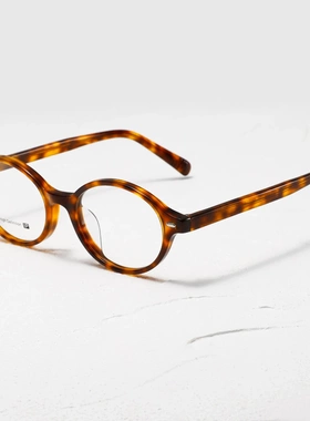 fake同款网红眼镜框弹力笔小椭圆框镜架板材书呆子眼镜复古