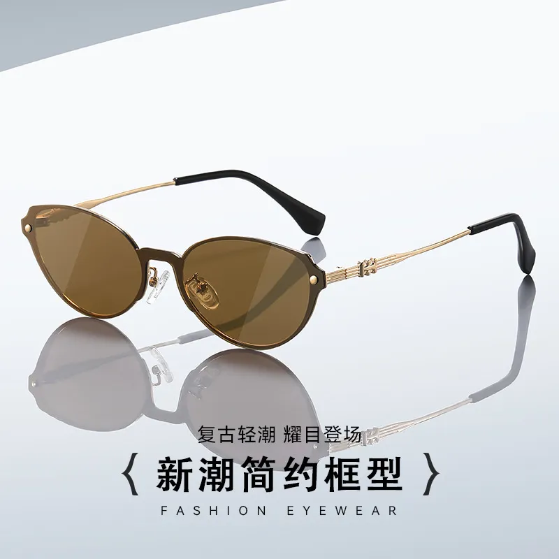 爆款时尚8703偏光金框太阳镜高级感复古防紫外线猫眼墨镜常备现货