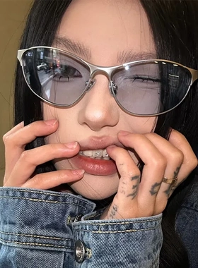 欧美风未来感Y2K气质猫眼墨镜女高级感防风护目镜金属太阳镜外贸