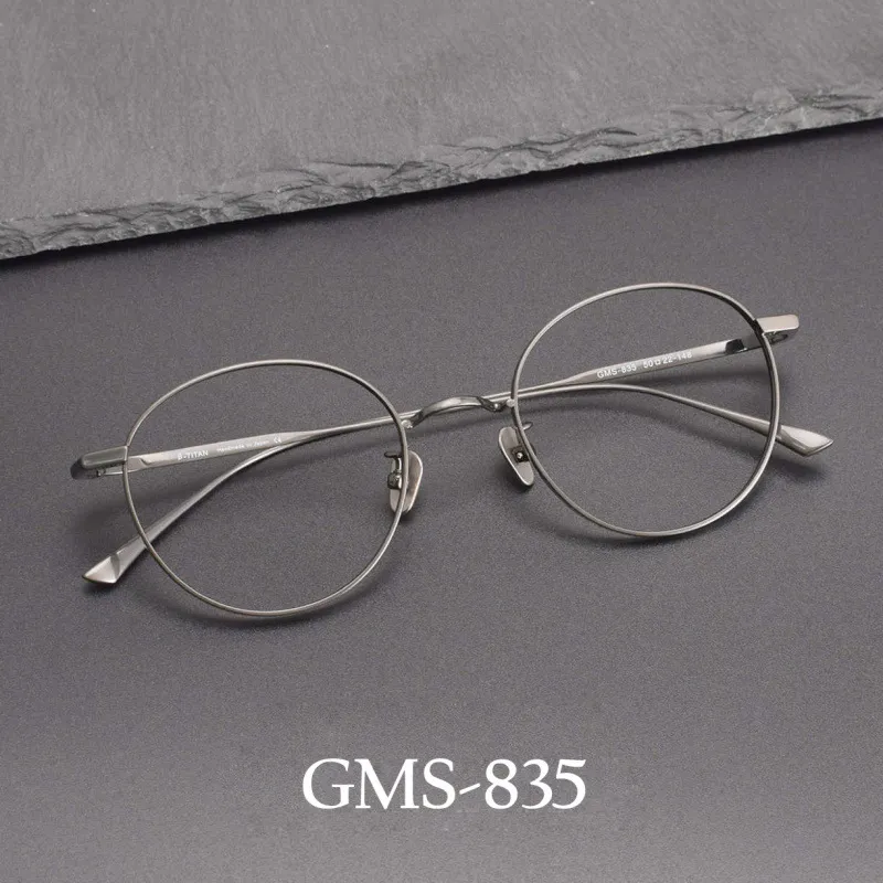 GMS835圆框宽边超轻纯钛眼镜框男女款眼镜架可配近视复古日系ins