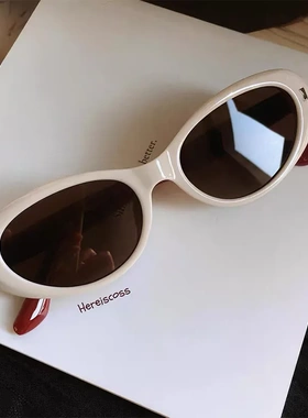 时尚度假风椭圆猫眼拍照出片墨镜 海边椰椰甜酷辣妹风太阳镜防晒