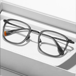 日系手作纯钛眼镜框男复古商务眼镜架女素颜显瘦可配度数V6003T