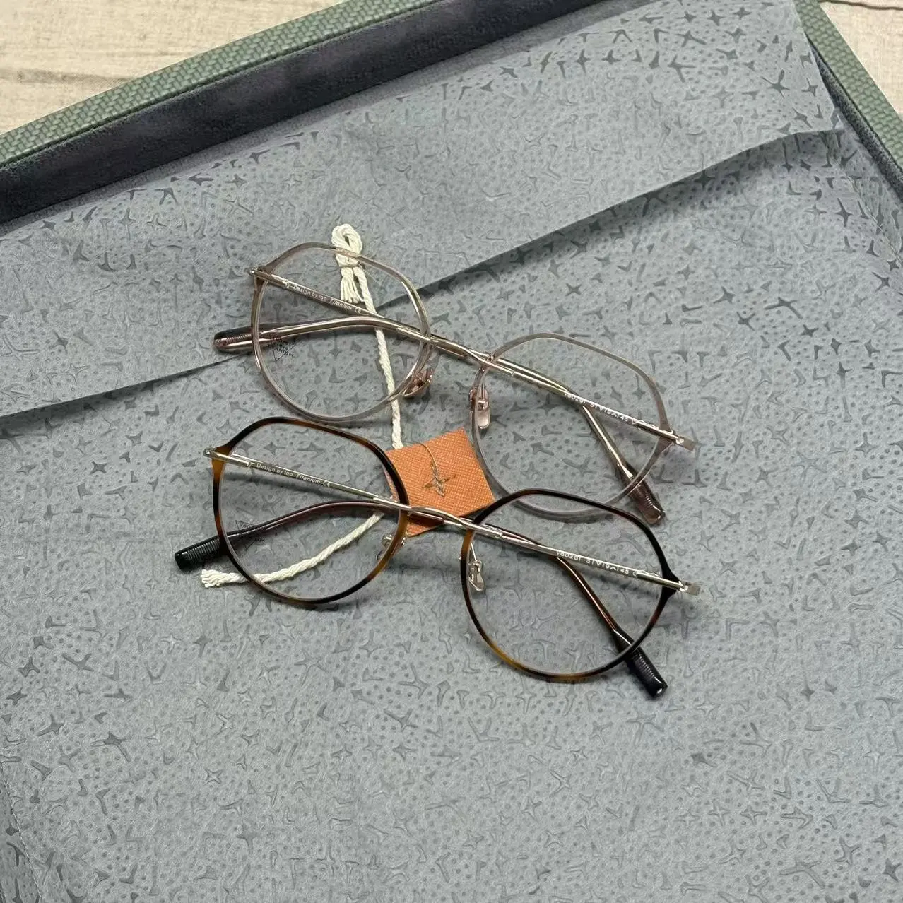 优瞳「V6026T」纯钛全钛无框意大利板材圈两用可配高度近视眼镜框