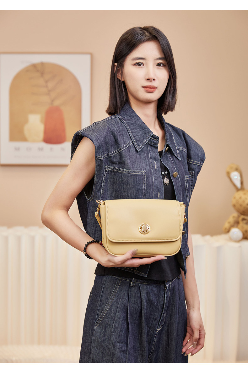 法式牛皮简约单肩腋下包小号百搭新款礼品高级复古百搭斜挎包女包