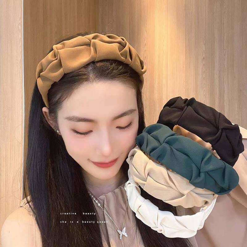 褶皱发箍女款颅顶发窟头箍宽边高级感洋气时尚发捆显脸小发箍