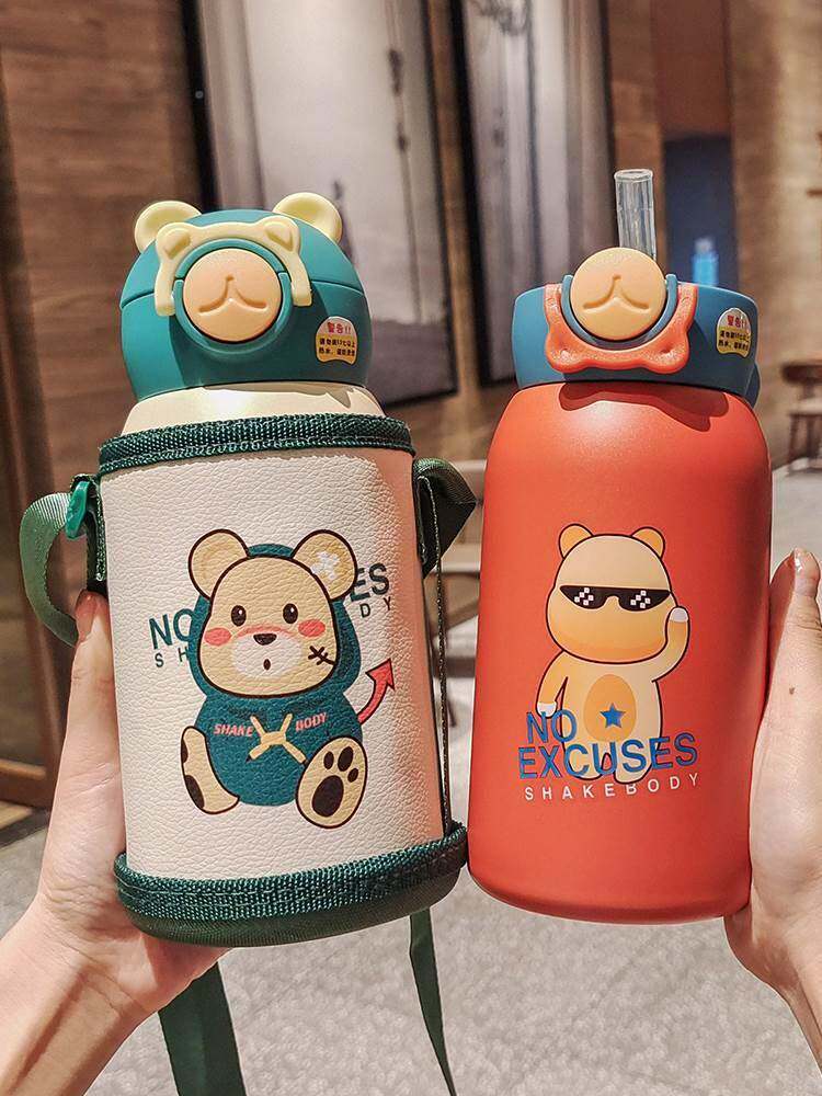 大容量儿童保温杯316不锈钢食品级带吸管幼儿园小学女生男童水壶