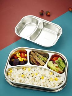 饭碗食堂打饭专用餐盘饭盆学生上学饭盒分格型小学生防摔不锈钢盘
