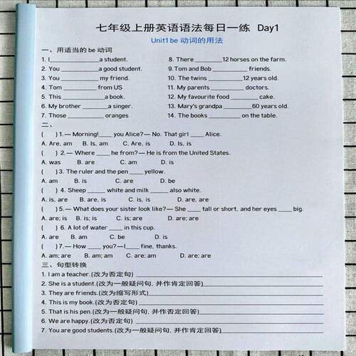七上初中英语语法小纸条