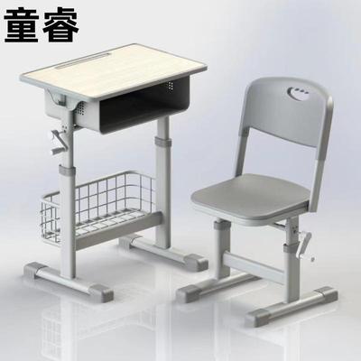 厂家直供单人学生桌椅手摇升降课桌椅学校学习桌椅培训班课桌套装