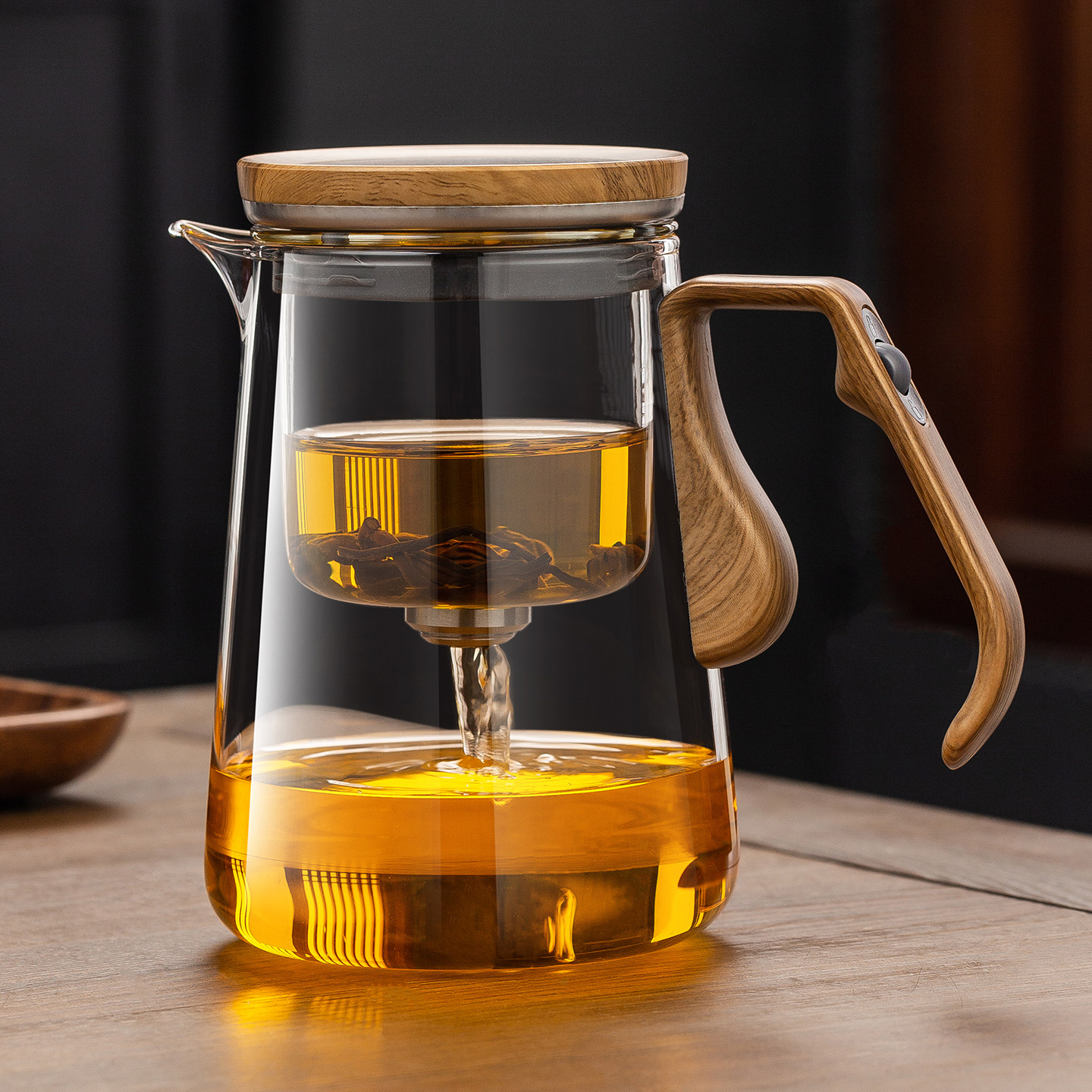 顶壶飘逸杯泡茶壶玻璃内胆家用磁吸过滤水分离泡茶杯办公室冲茶器