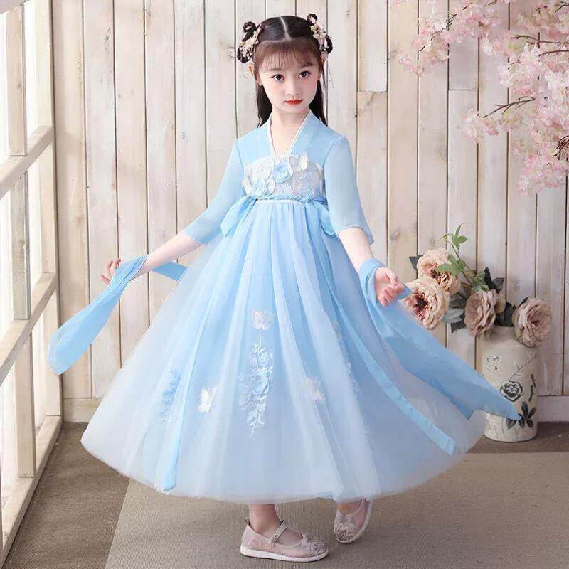儿童汉服女童连衣裙古装仙女裙子中国风唐装小女孩生日礼物演出服