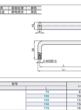 XAG11-L75/L100/L125/L150/L175铝合金内装型B型椭圆形拉手