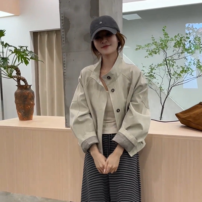 短款巨好看立领风衣外套