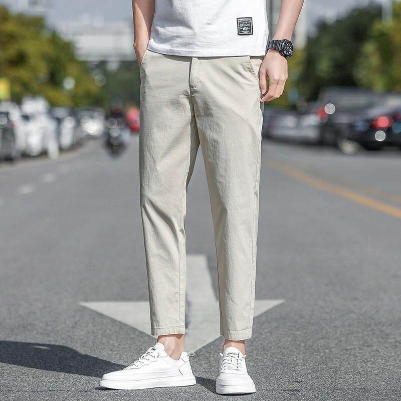 951夏季冰丝青年休闲裤薄款男裤九分裤修身直筒男生运动裤子男款