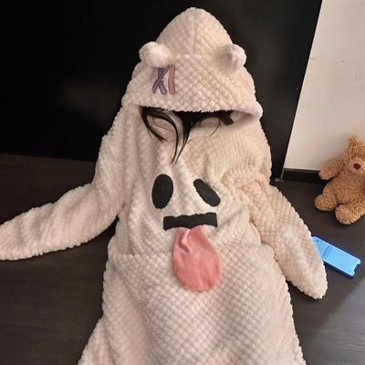 少女搞怪可爱鬼脸小幽灵连帽睡袍