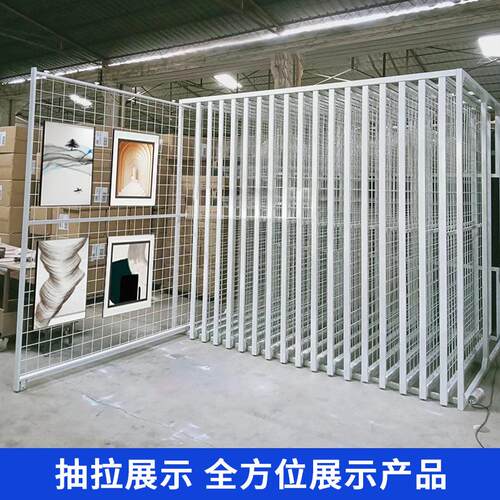 家直抽拉销抽拉挂画展架网格款书厂展架框抽拉画展画示架