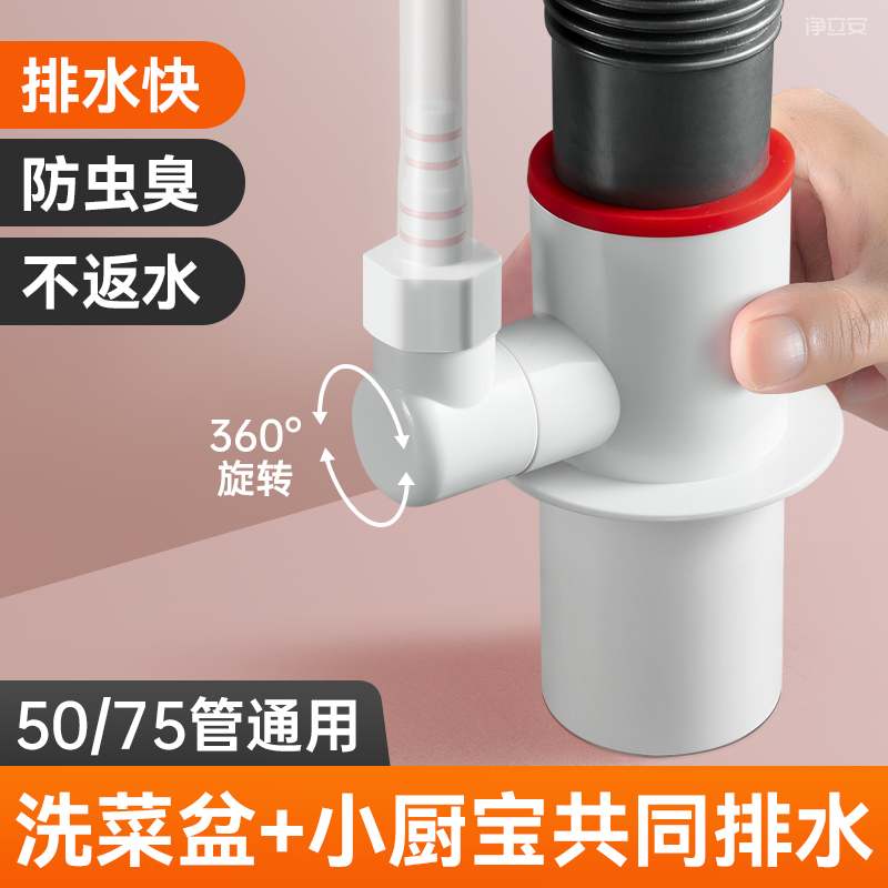 厨房下水管多功能接头集成下排水